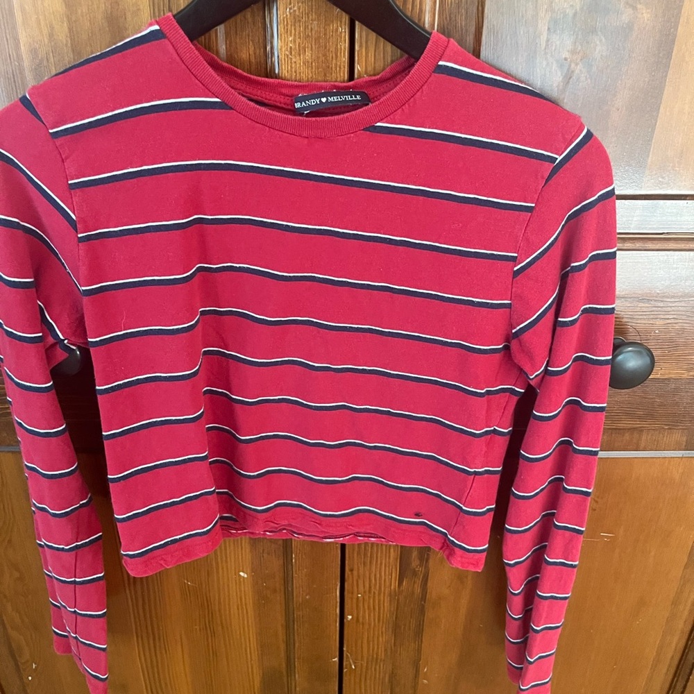 Brandy Melville Red and White Striped Top